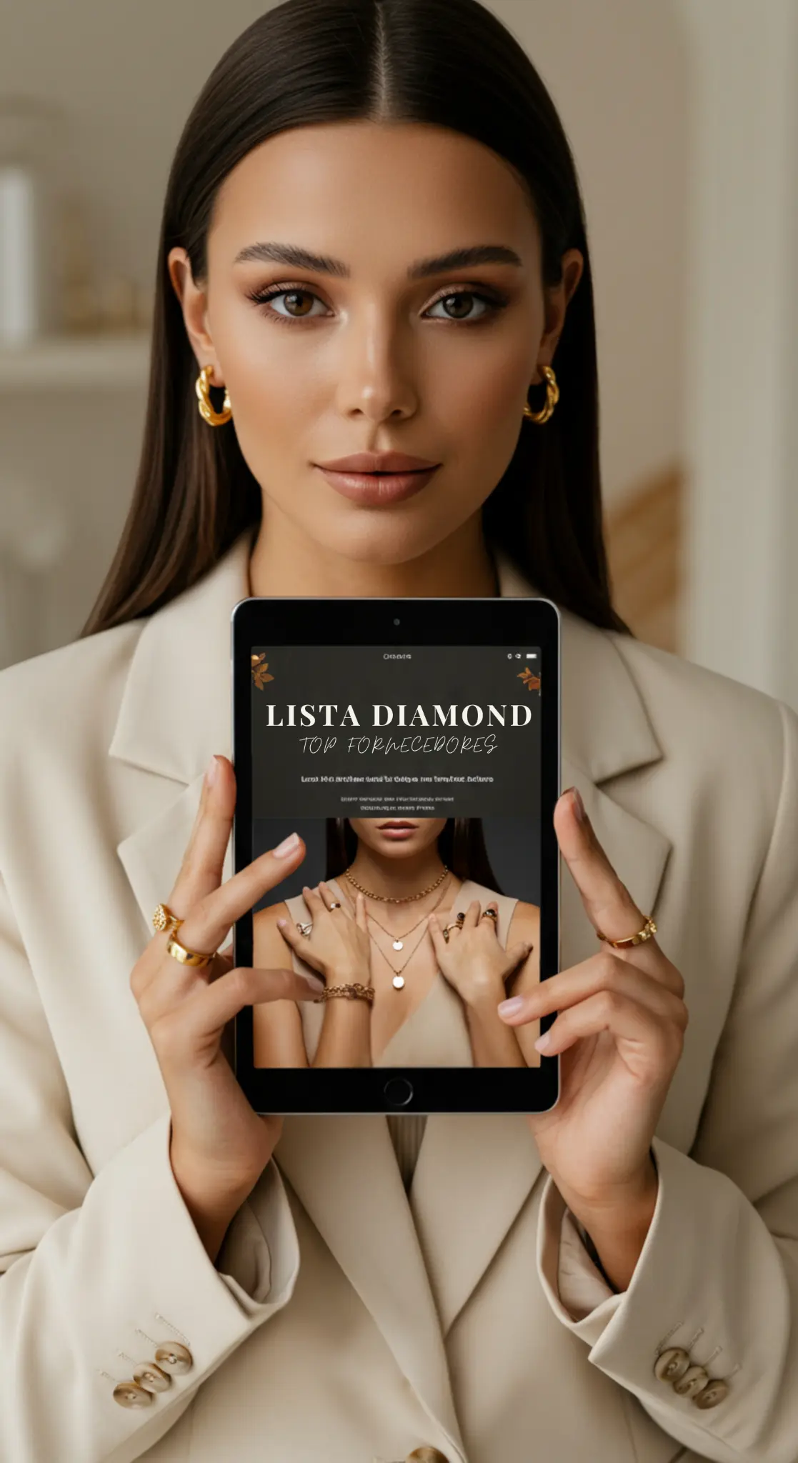 Modelo usando semijoias da Lista Diamond